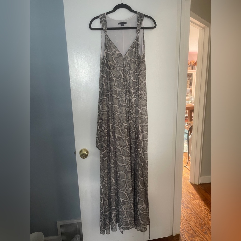 Armani Exchange Sleeveless Snakeskin Print Maxi Wrap Dress